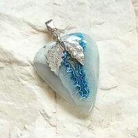 Amazing agate silver leaf blue jewellery