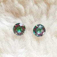 Mystic quartz silver crystal stud earrings