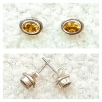 Citrine silver gemstone stud earrings