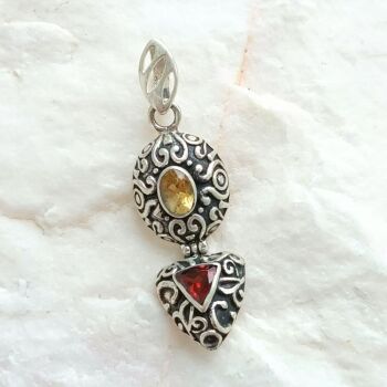 citrine garnet silver pendant
