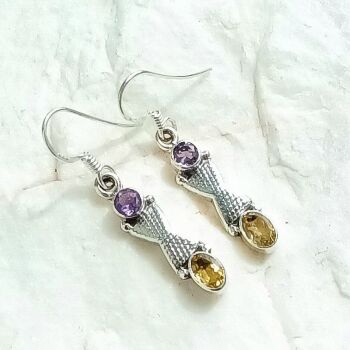 citrine amethyst crystal earrings