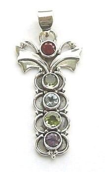 chakra multi gem silver pendant