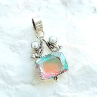 Mystic quartz crystal silver jewellery