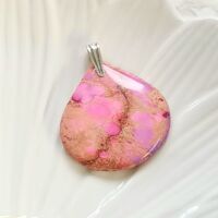 Pink jasper gem sterling silver pendant