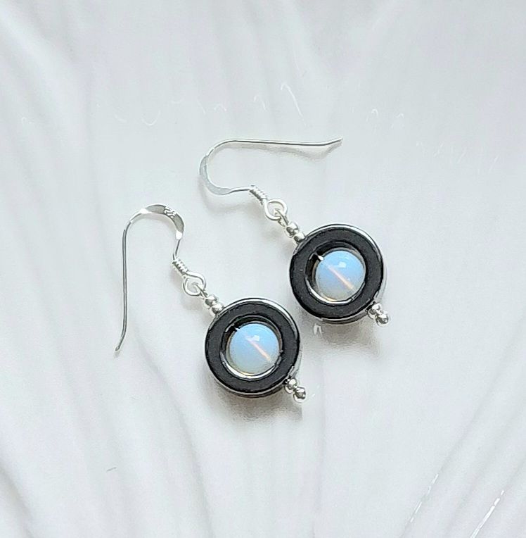 Love. Moonstone Gemstone Healing Spinner Earrings