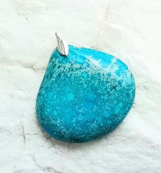 Aqua sea jasper silver pendant