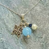 chalcedony butterfly charm gemstone healing necklace