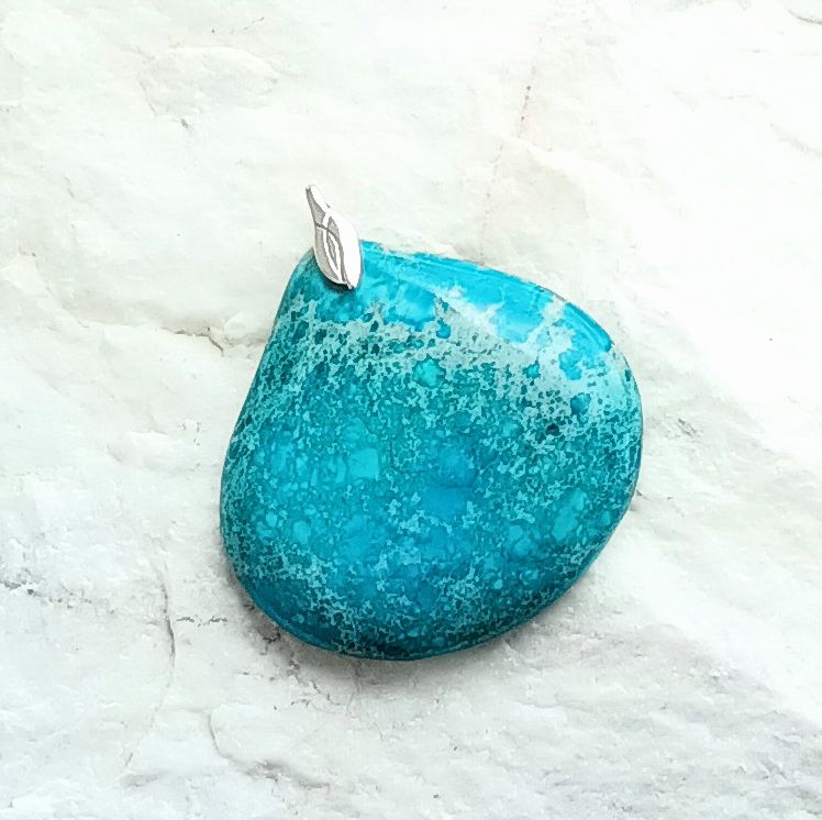 Aqua Sea Jasper Gemstone Silver Pendant