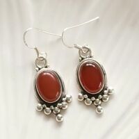 Sterling silver carnelian crystal earrings