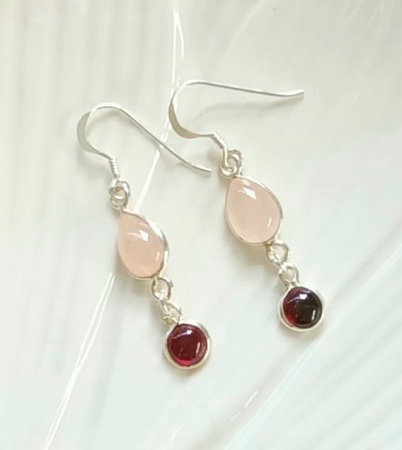 Rose Quartz Elegant Sterling Silver Earrings