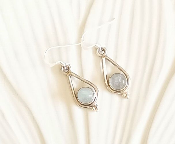 Moonstone Cabochon Sterling Silver Earrings