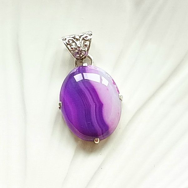 Purple Turquoise Cabochon Gemstone Silver Jewellery Pendant