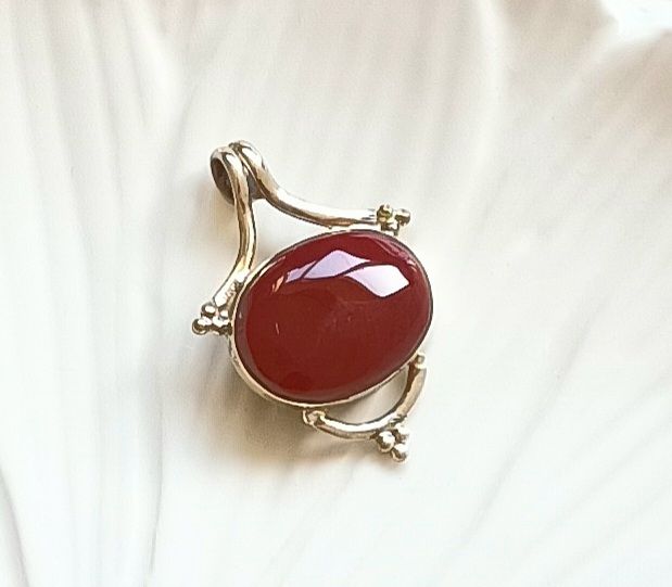 Carnelian Decorative Sterling Silver Pendant