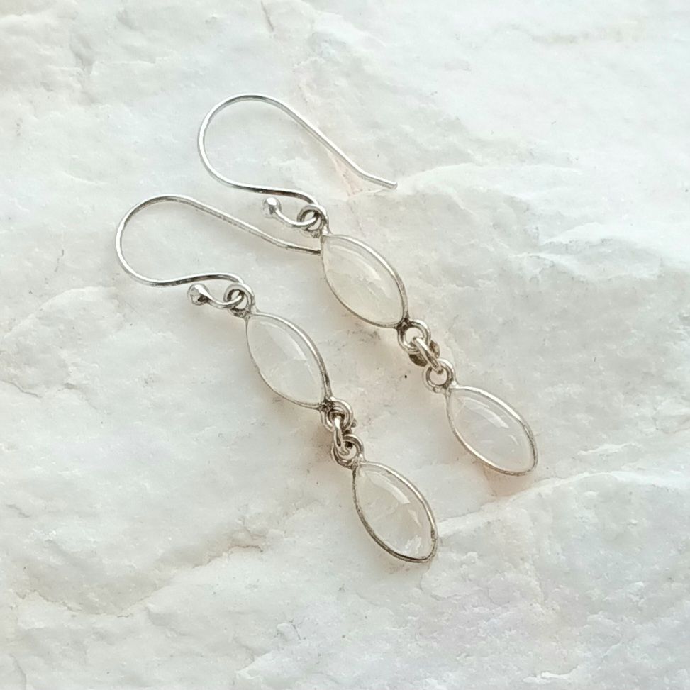 Moonstone Gemstone Sterling Silver Earrings