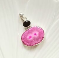 Pink quartz 925 sterling silver pendant