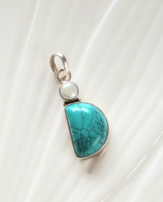 Pearl And Turquoise Sterling Silver Pendant