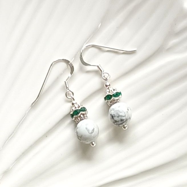 Dendritic Agate Emerald Sterling Silver Earrings