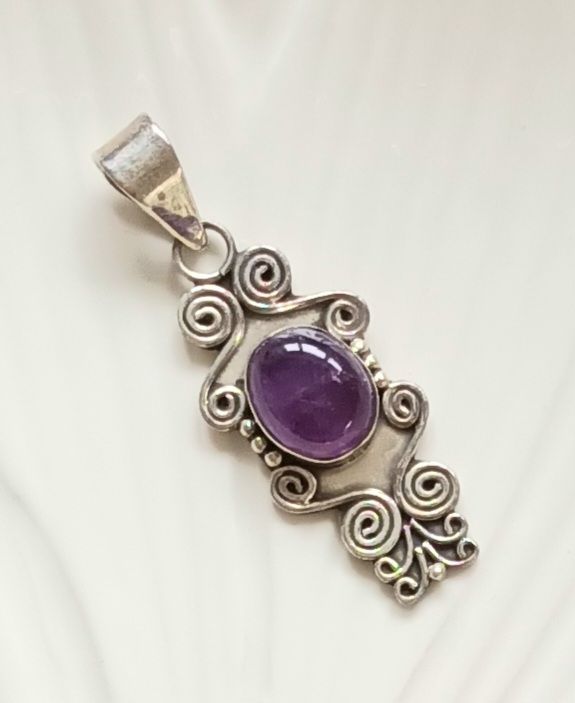 Amethyst Crystal Gem Sterling Silver Pendant