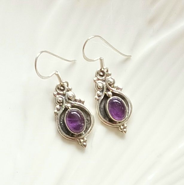Amethyst Sterling Silver Gemstone Earrings