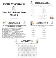 Year 1/2 Super at Spelling - Autumn Term Pack
