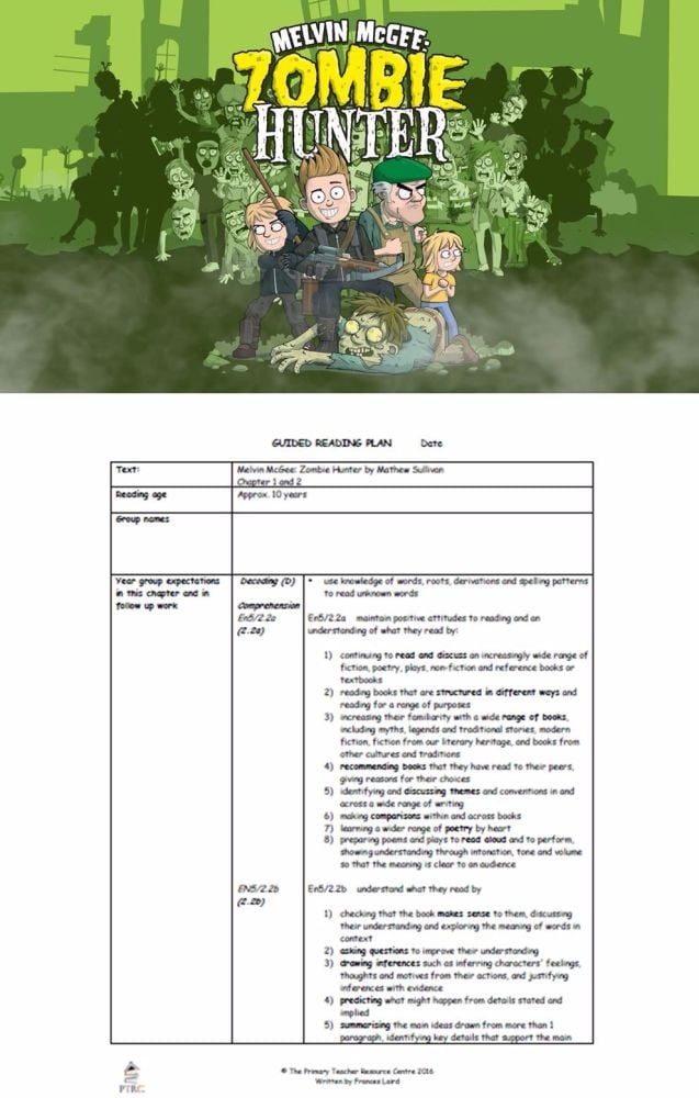 The Zombie Hunter Guided Reading Plans