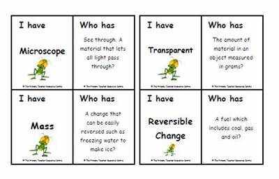 Year 6 Science Definition Loop Cards