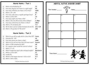 Mental Maths Test Pack 1