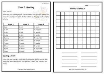 Year 3 Weekly Spelling Pack 1