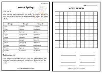Year 6 Weekly Spelling Pack 1