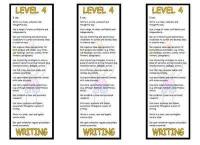 Level 4 Writing Bookmark