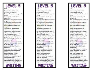 Level 5 Writing Bookmark