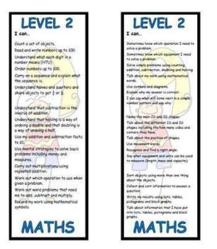 Level 2 Maths Bookmark