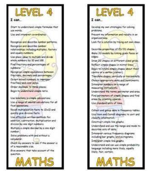 Level 4 Maths Bookmark