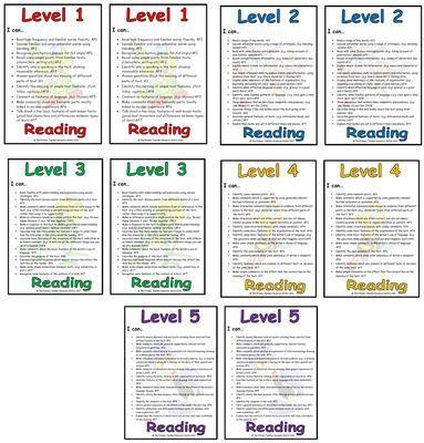 Level 1 - 5 Reading Target Cards