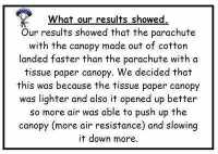 Forces Parachutes Science Investigation Display