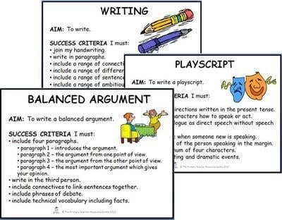 Writing Success Criteria PowerPoints