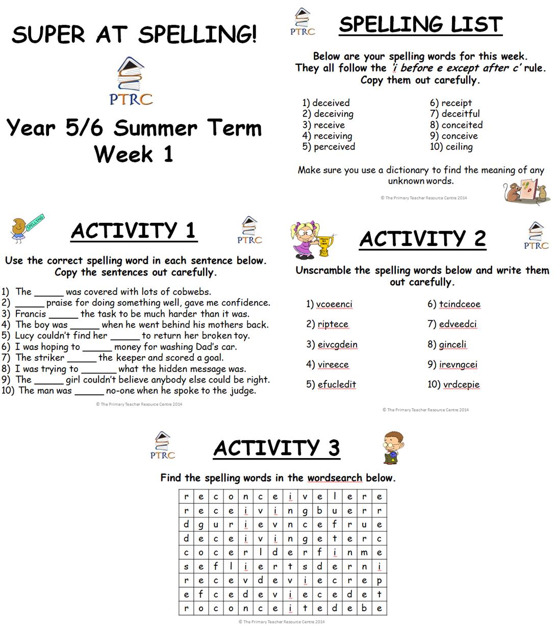 Year 5/6 Super at Spelling - SUmmer Term Pack