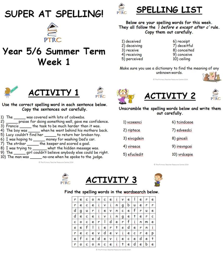 Year 5/6 Super at Spelling - Summer Term Pack