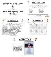 Year 3/4 Super at Spelling - Spring Term Pack