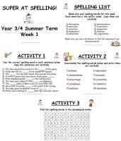 Year 3/4 Super at Spelling - Summer Term Pack