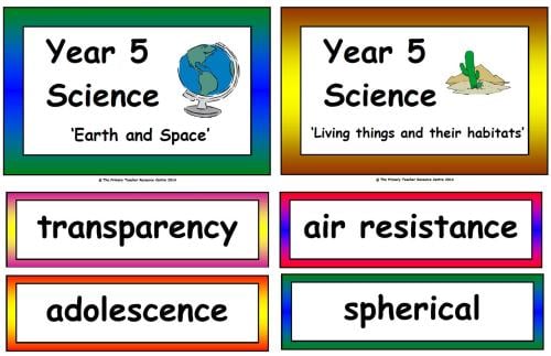 Year 5 Science Vocabulary Cards