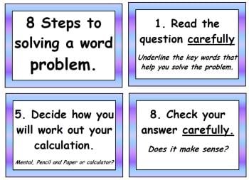 8 Steps to Solving a Word Problem Poster Pack