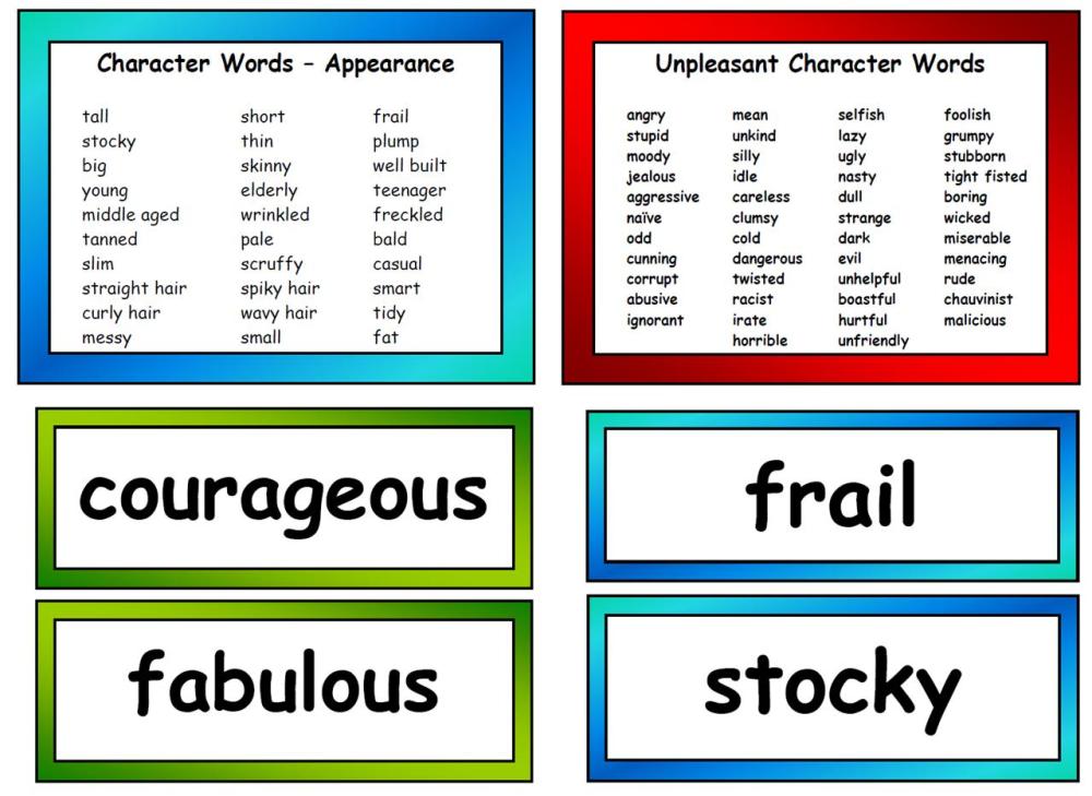 Character Adjective Resource Pack