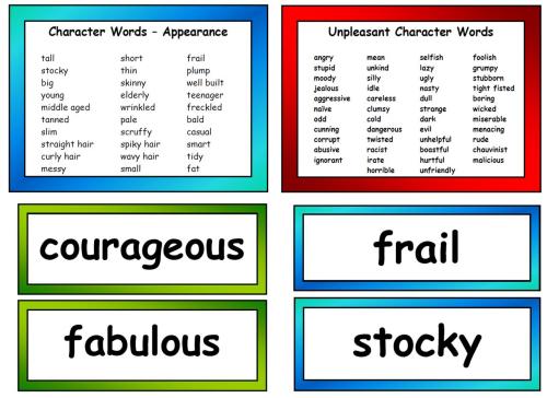 Character Adjective Resource Pack
