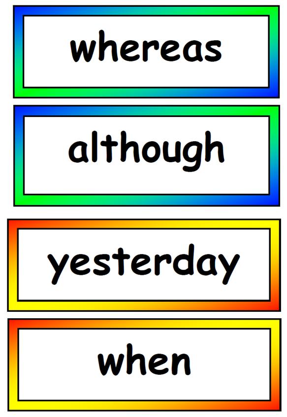 Connectives  Display Vocabulary Cards