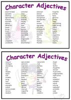 Character Adjectives Vocabulary Mat