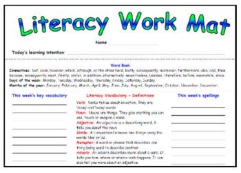 Literacy Work Mat