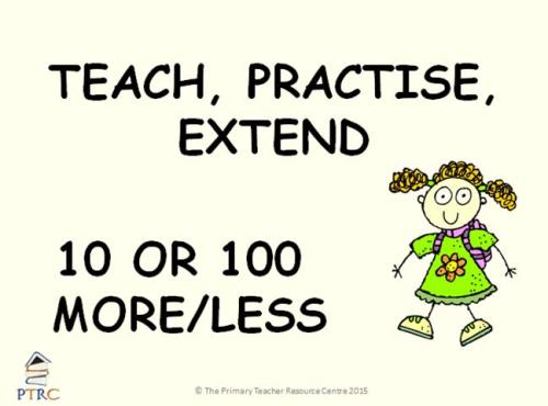 10 and 100 More or Less Powerpoint - Teach, Practise, Extend