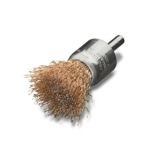 <!-- 010 -->Brass Wire End Brush 23mm with 6mm Arbor