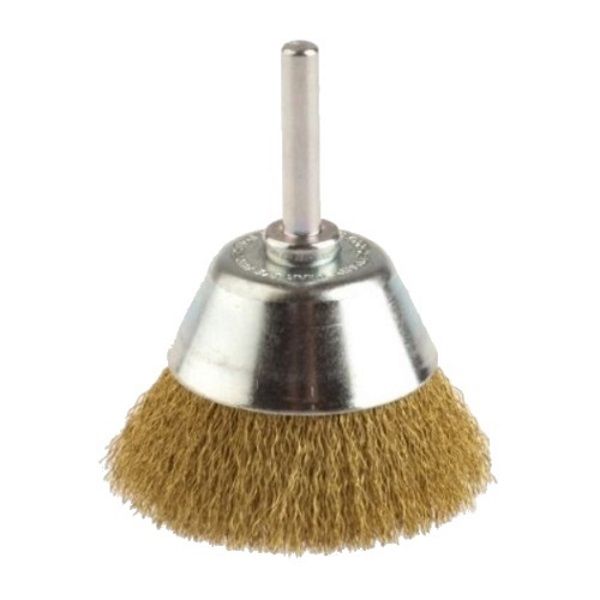 <!-- 024 -->Brass Wire Cup Brush 70mm with 6mm Arbor
